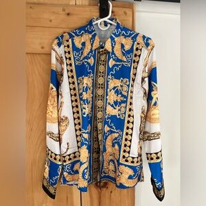 Greek! Men's Blue and Gold Baroque. Button down. Never worn. No tags. Enjoy!